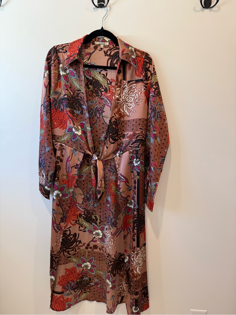 Gimmicks Floral Tie Front Duster Kimono XS Boho Long Sleeve